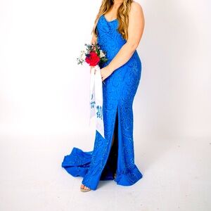 Sherri Hill Blue Rhinestone Dress Size 8